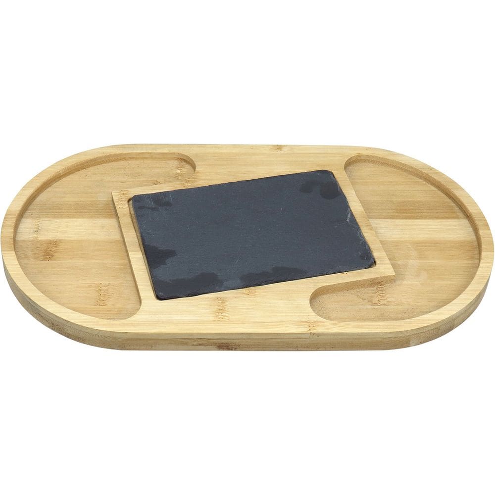 PETISQUEIRA 2 DIVISORIAS E TABUA DE CORTE ARDOSIA HOME&CO OVAL BAMBU 2x37x20cm NATURAL