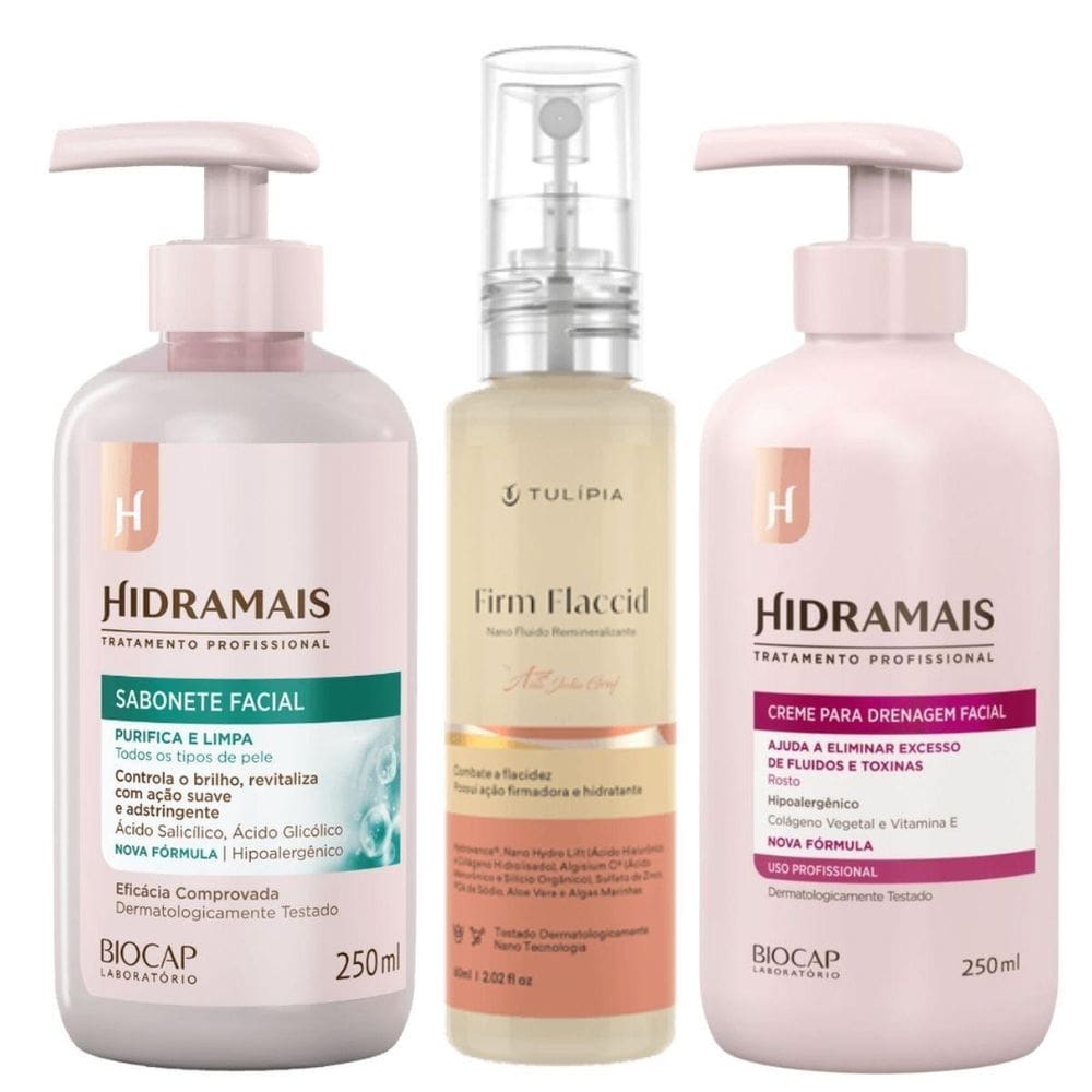Kit Drenagem Facial Rejuvenescimento Flacidez Papada Gordura