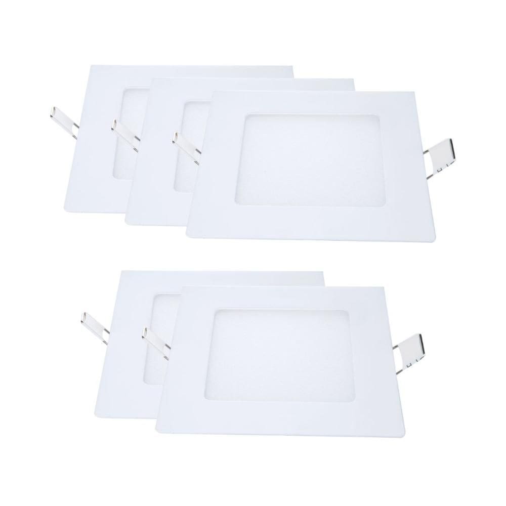 Painel Led Avant Quadrado Embutir 6w 6500k Branco 5 Und