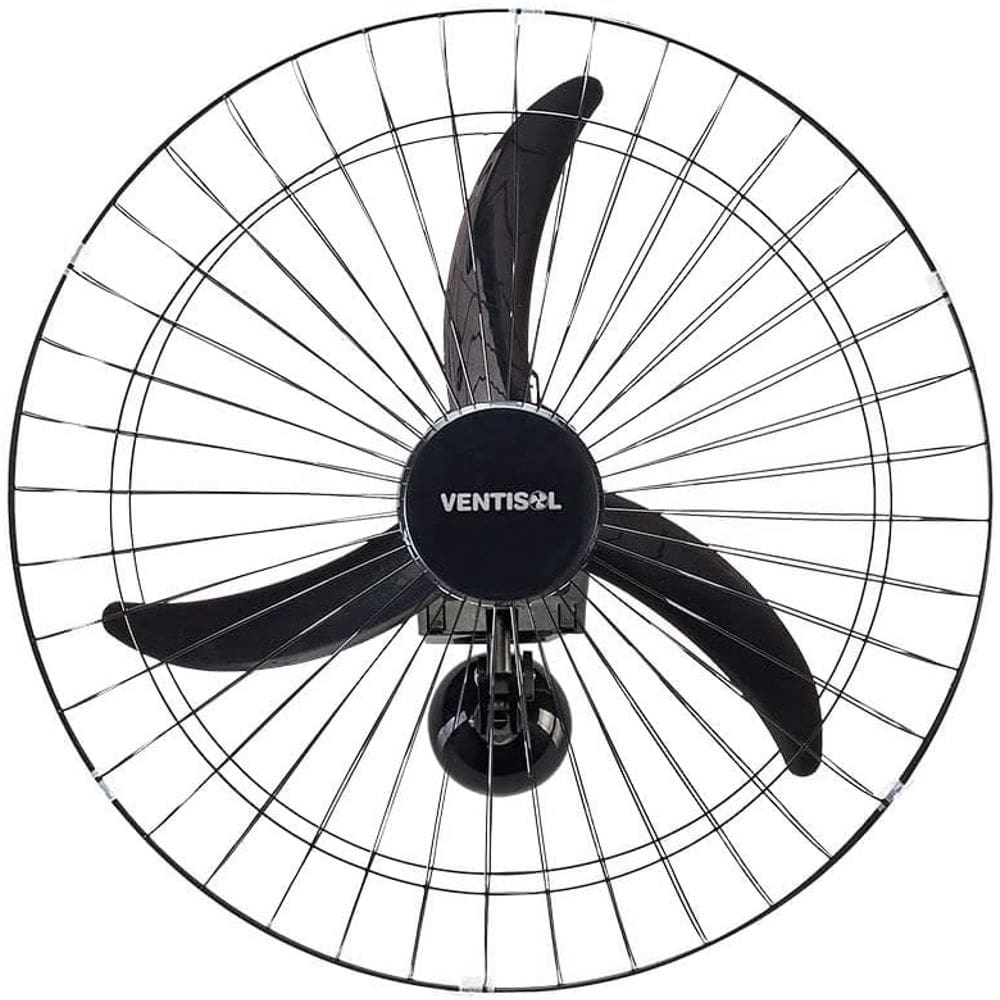 Ventilador de Parede Ventisol Oscilante, 3 Pás Premium, Preto, 60cm