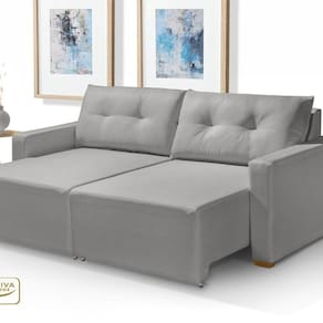 Sofá para Sala de Estar Palermo Linho - 216 Cm Cinza Claro
