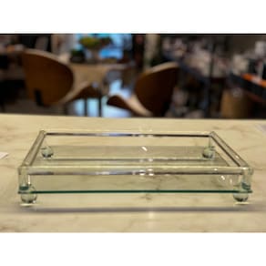 BANDEJA DECORATIVA VIDRO C/PE RETANGULAR 33x20x6cm
