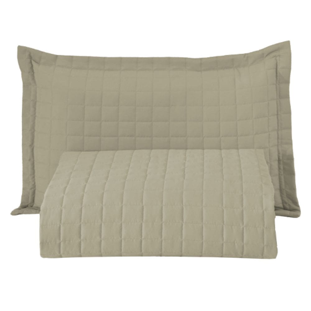 Kit Cobre Leito Colcha Bellini Solteiro Dupla Face Percal 300 Fios Textura Matelassê 2 Peças - Cáqui