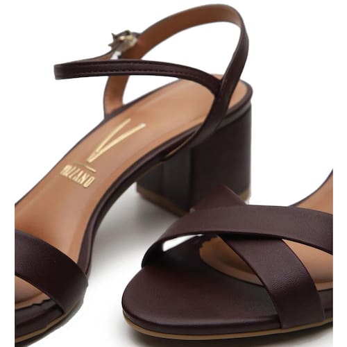 Sandália Vizzano Salto Médio Feminina Vinho Ponto