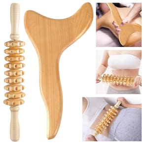 Ferramenta de massagem Machomby Wooden Gua Sha Lymphatic Drenage 2 unidades