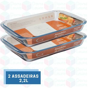 2 Lasanheira Vidro Retangular 2,2L Panqueca Sobremesas Festas Servir