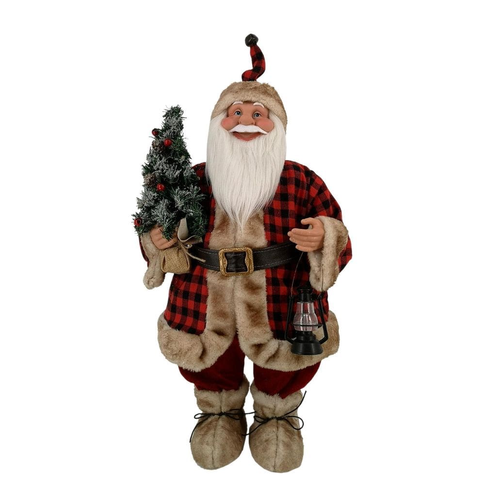 Papai Noel Grande Vermelho Xadrez/Country Natal 70Cm