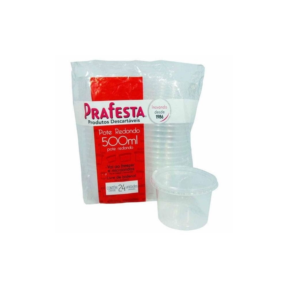Pote redondo para Bolo de Pote 500 Ml com tampa C/12x24 Un (PRAFESTA)