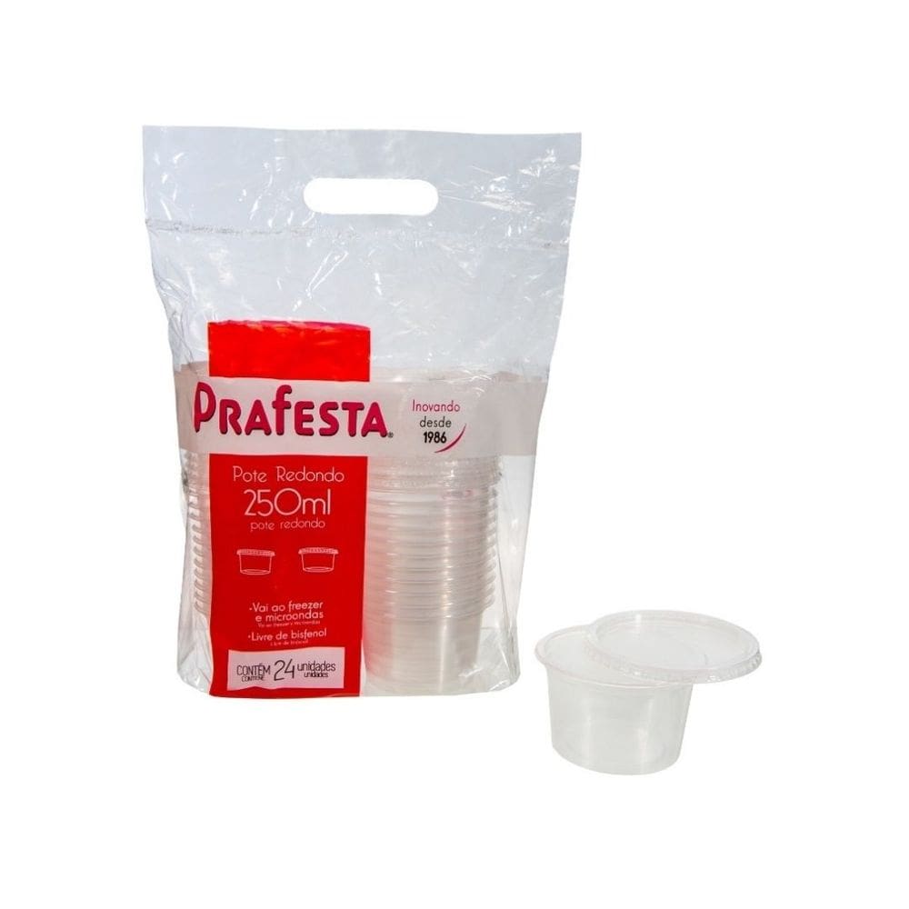 Pote redondo para Bolo de Pote 250 Ml com tampa C/18x24 Un (PRAFESTA)