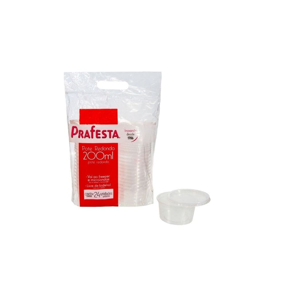 Pote redondo para Bolo de Pote 200 Ml com tampa C/18x24 Un (PRAFESTA)