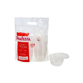 Pote Bowl para Saladas, doces e frutas Com Sobretampa 500 Ml C/ 12x20 Un (PRAFESTA)