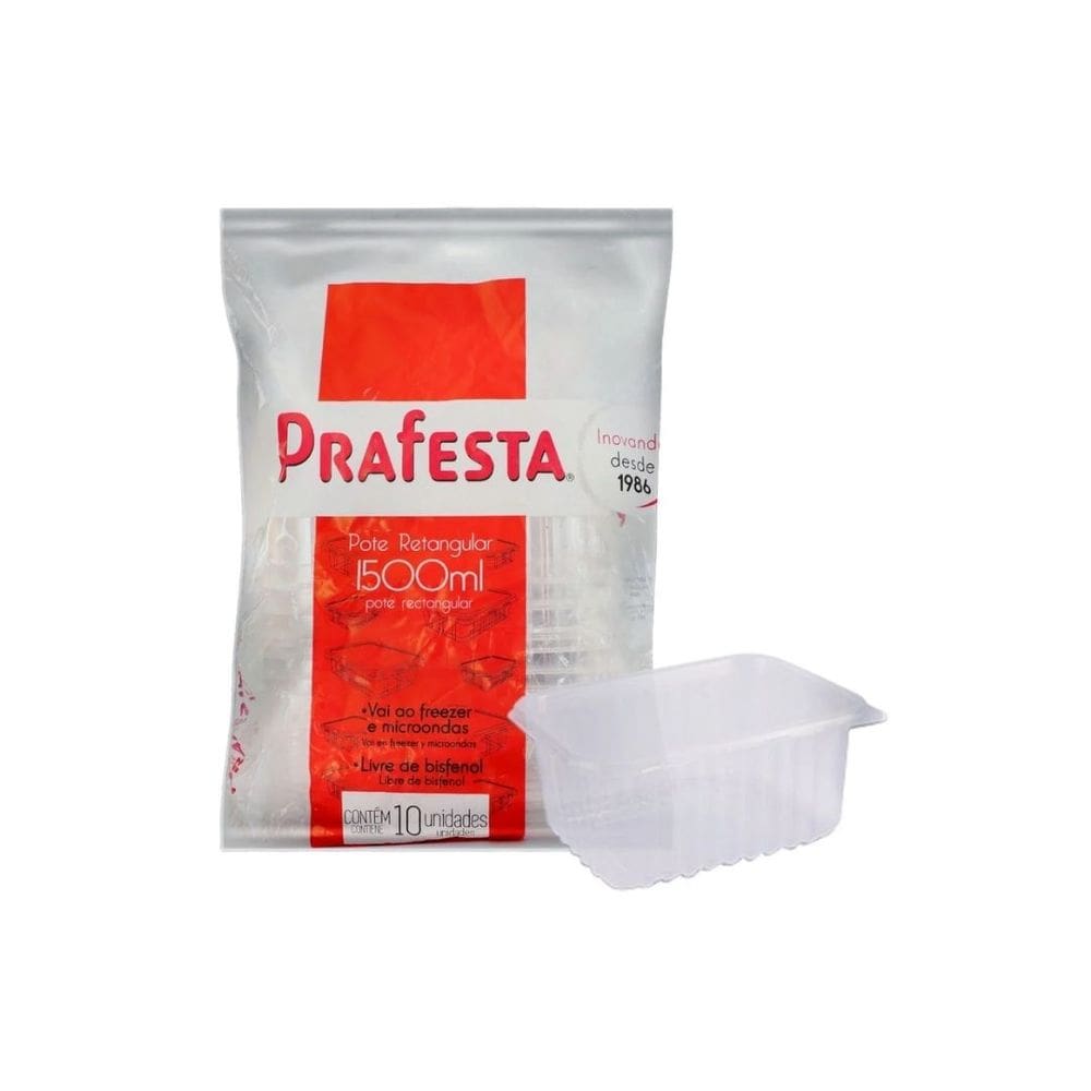 Pote Retangular Marmita Fitness 1500 Ml C/ Tampa C/ 12x10 Un. (PRAFESTA)