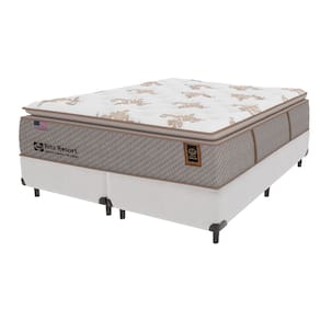 Cama Box Branca e Colchão Queen Ritz Resort com Pillow Sealy