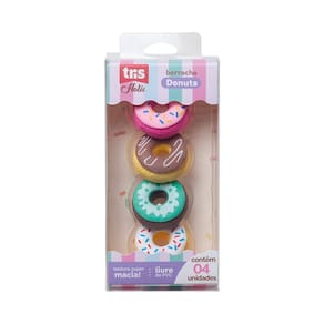 Borracha Escolar Donuts Holic Fofurices Blister C/ 4 Unidades - Tris | Decorada | Divertida | Doçura | Colorida | Fofa