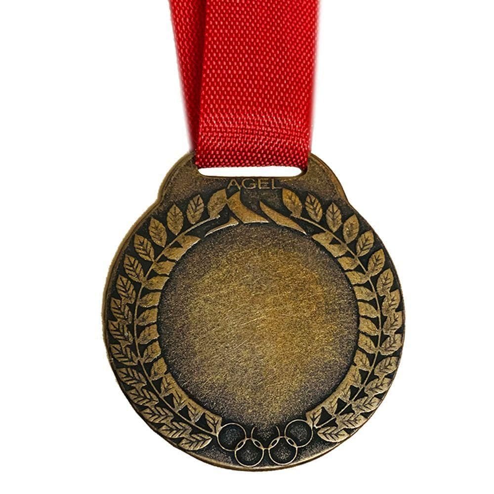 20 Medalhas Ouro Prata Bronze Fita Vermelha Centro Liso bronze