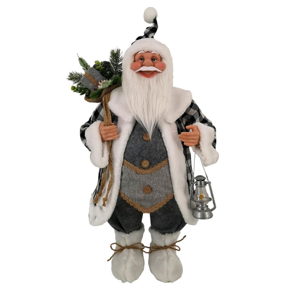 Papai Noel Grande Cinza Xadrez Decoração Natal 70Cm