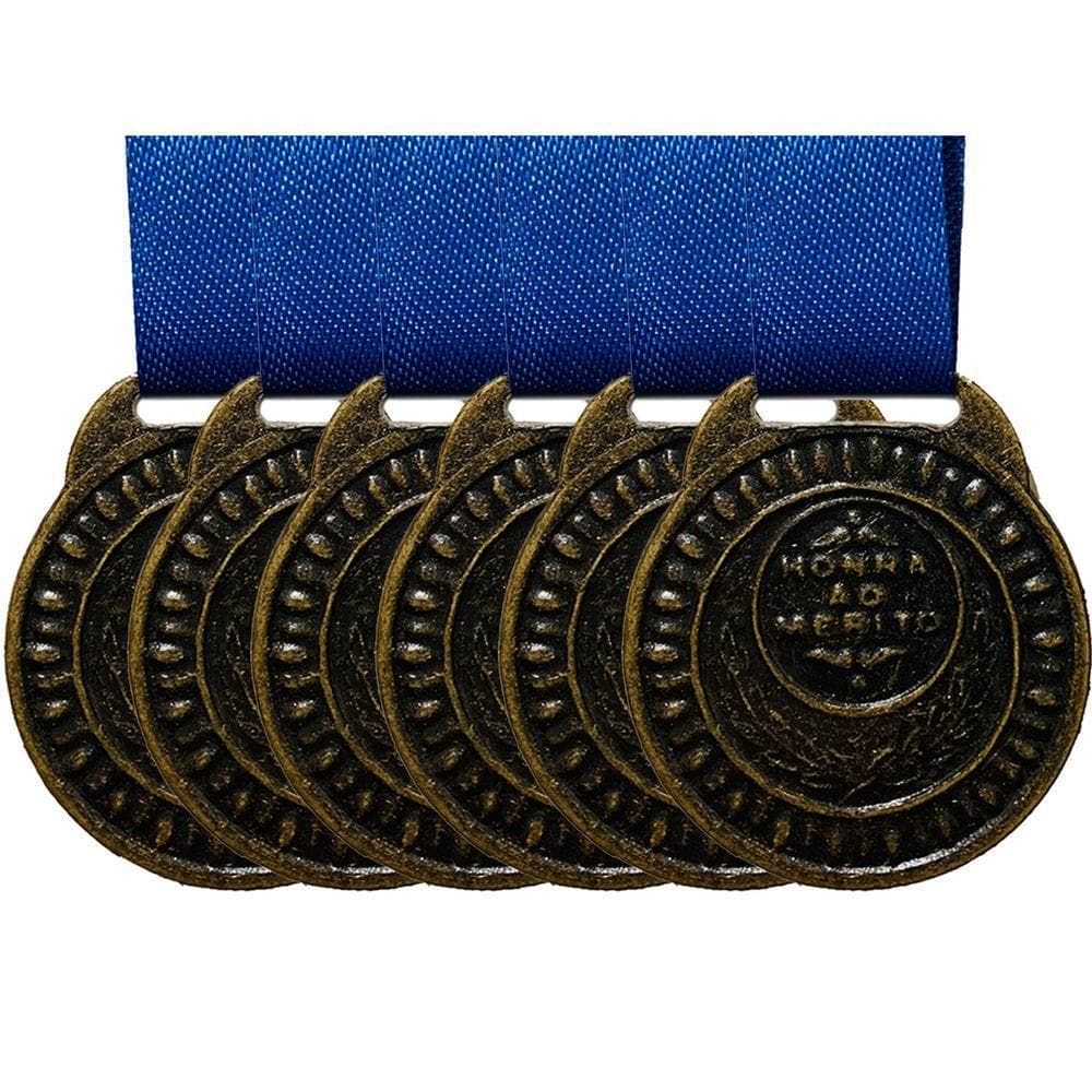 Kit 6 Medalhas Ouro Prata Bronze Honra Mérito Bonitas 35mm bronze