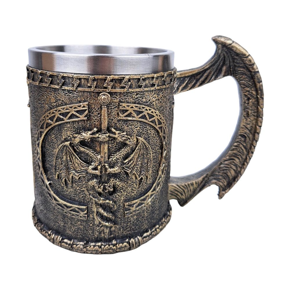 Caneca Espada 2 Dragões De Resina