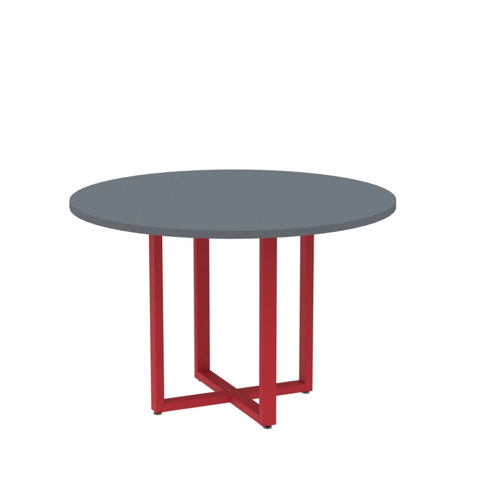 Mesa de Reunião Redonda 100cm Mrr1100p25tub Grafito/Vermelho