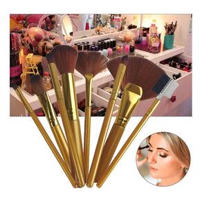 Kit 8 Pincéis De Maquiagem Profissional Olhos Pele E Boca