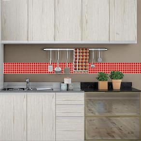 Faixa Adesiva Cozinha Banheiro Pastilhas Vermelho 1M