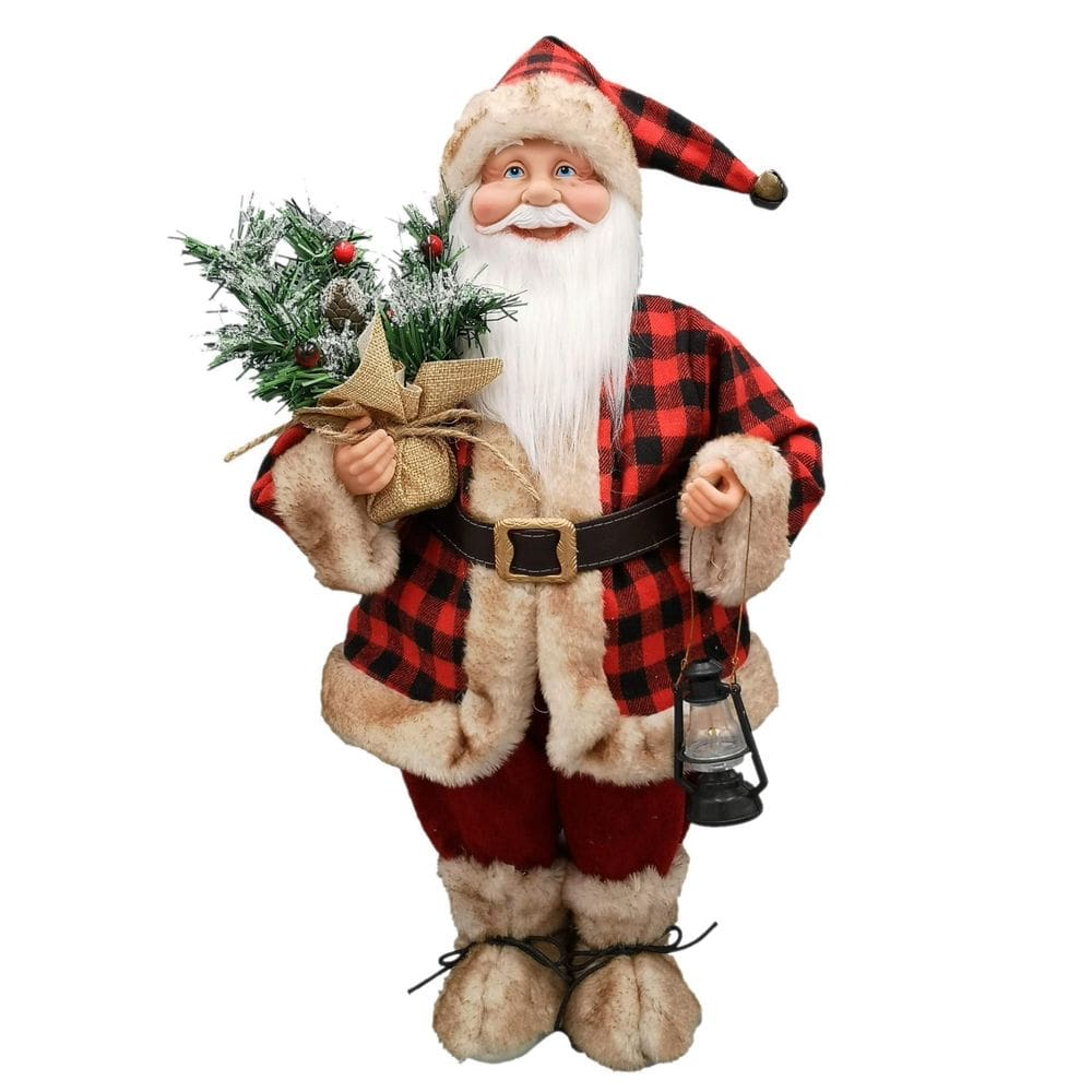 Papai Noel Médio Vermelho Xadrez/Country Natal 50Cm