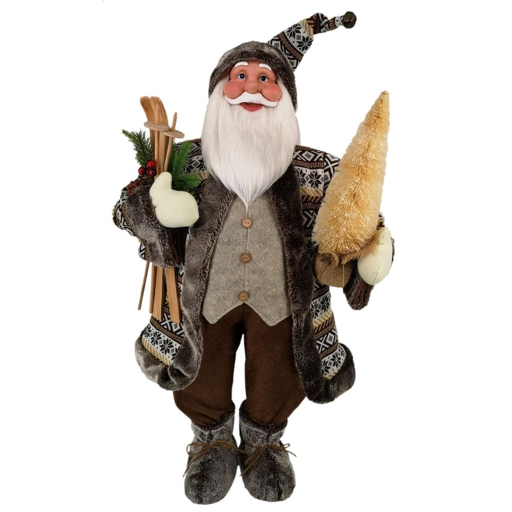 Papai Noel Grande Marrom Country Decoração Natal 90Cm