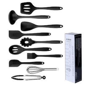 Conjunto Utensílios De Cozinha De Silicone 10 Peças - Preto