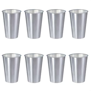 Kit 8 Copos 500 Ml Label Inox 14X8,5Cm Leve Prático Multiuso