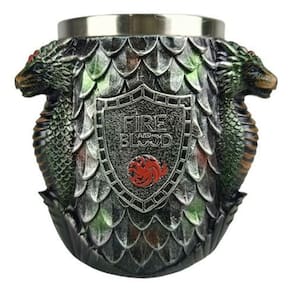 Caneca Dragão 3D Game Of Thrones Em Aço Inox E Resina 400Ml