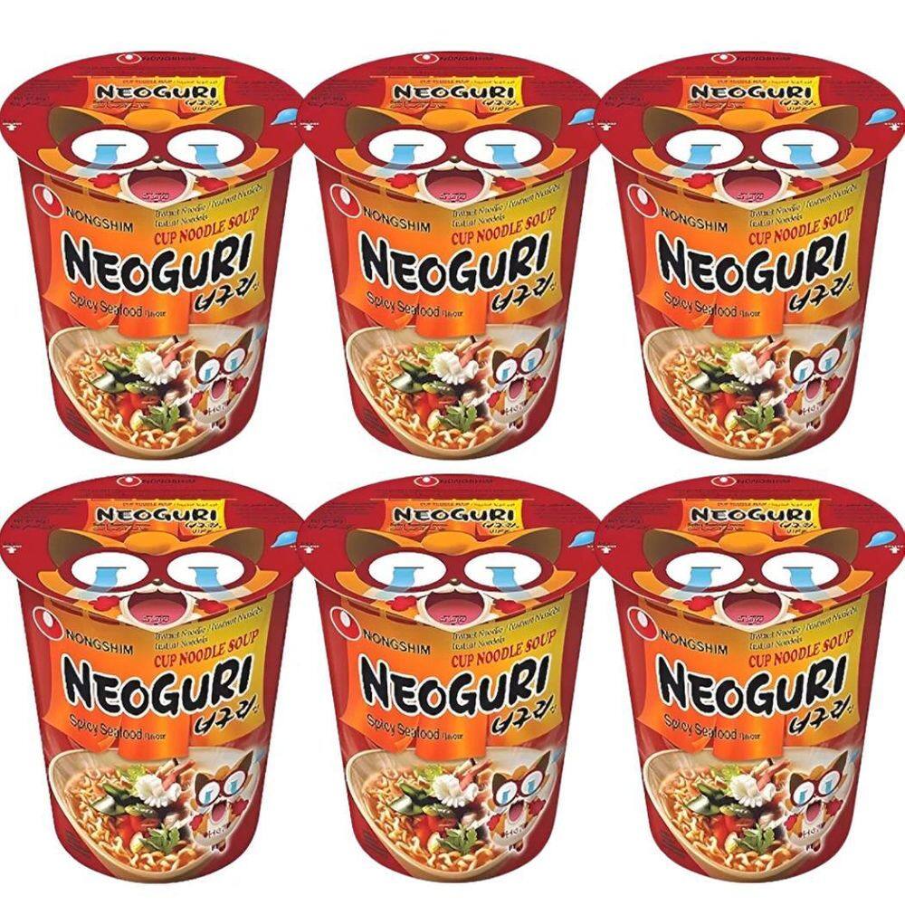 Kit 6 Lamen Coreano Neoguri Hot & Spicy Copo