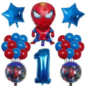 Kit Balão Metalizado Homem Aranha Número 1 Com 26 Peças