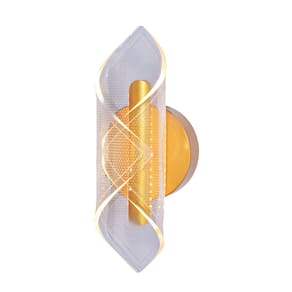 Arandela Acrílico Dourado Led 7W 3000K 8X25cm