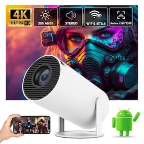 Mini Projetores Hy300 Branco 110V/220V 4K Conecta Celular