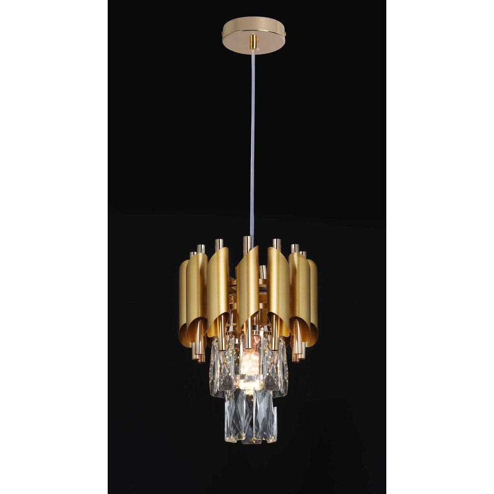 Pendente Cristal Metal Dourado 1E14 20X60CM