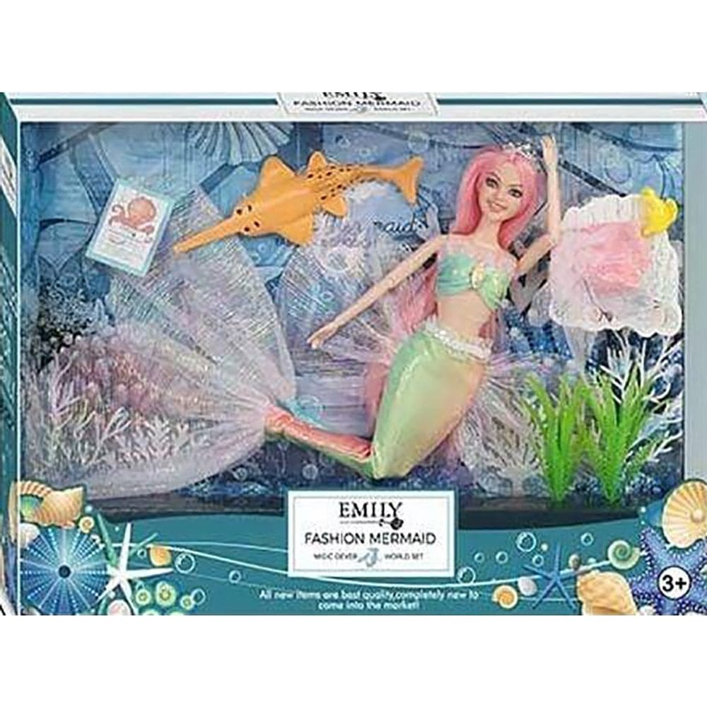 Boneca Emily Sereia Fashion Mermaid Cabelo Rosa QJ137C - Dorémi
