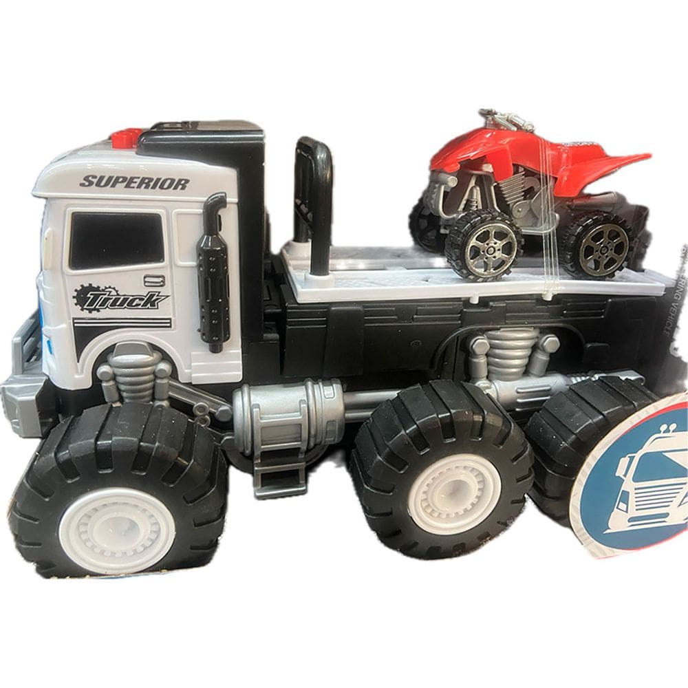 Caminhão Carreta de Brinquedo Carregando Quadriciclo Som e Luz 9918-1D - Dorémi