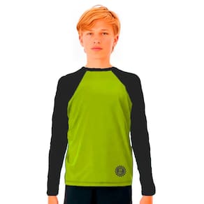 Camiseta Infantil Manga Longa Menino Uv50 Preto Verde 1 a 14