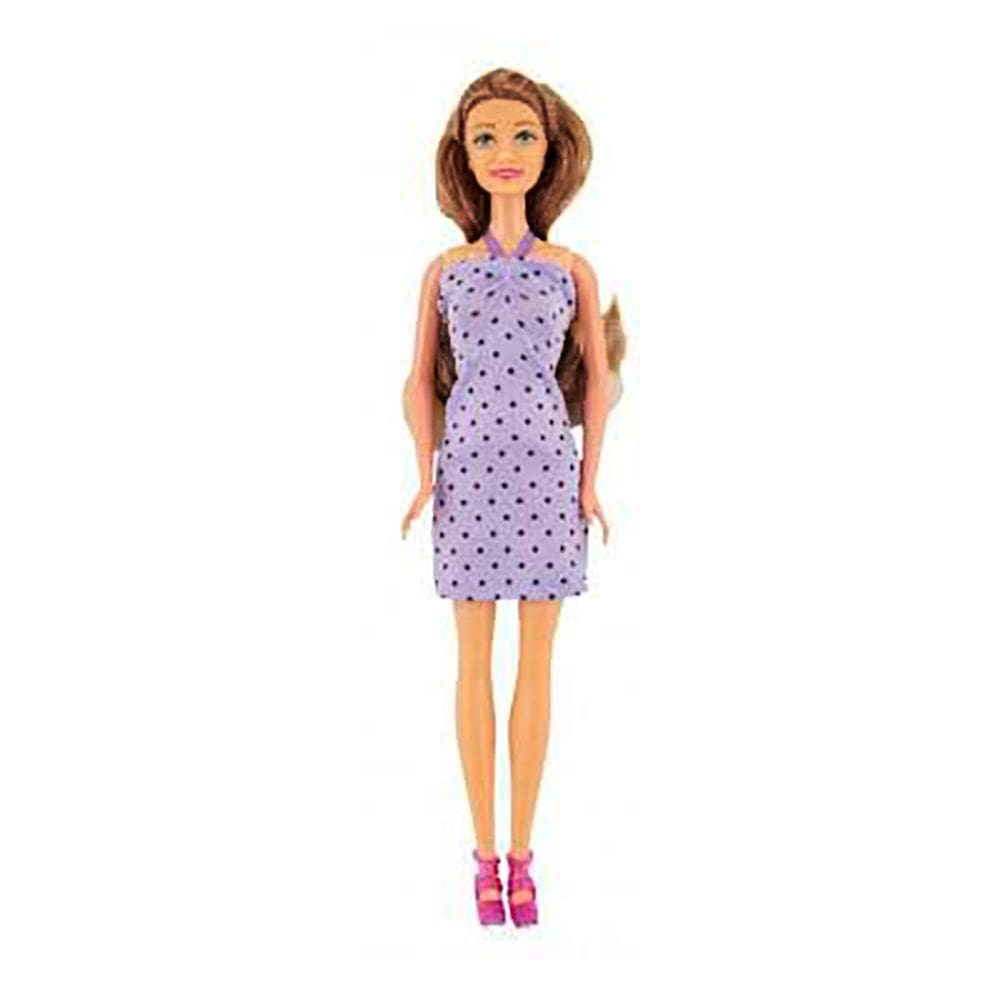 Boneca Kaibibi Cabelo Castanho Vestido Roxo com Bolinha BLD347 - Kaibibi
