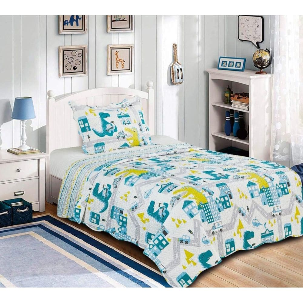 Cobre Leito Solteiro Prink Patchwork Infantil 02 Peças