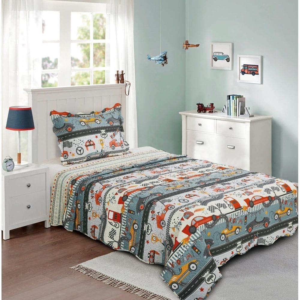 Cobre Leito Solteiro Prink Patchwork Infantil 02 Peças