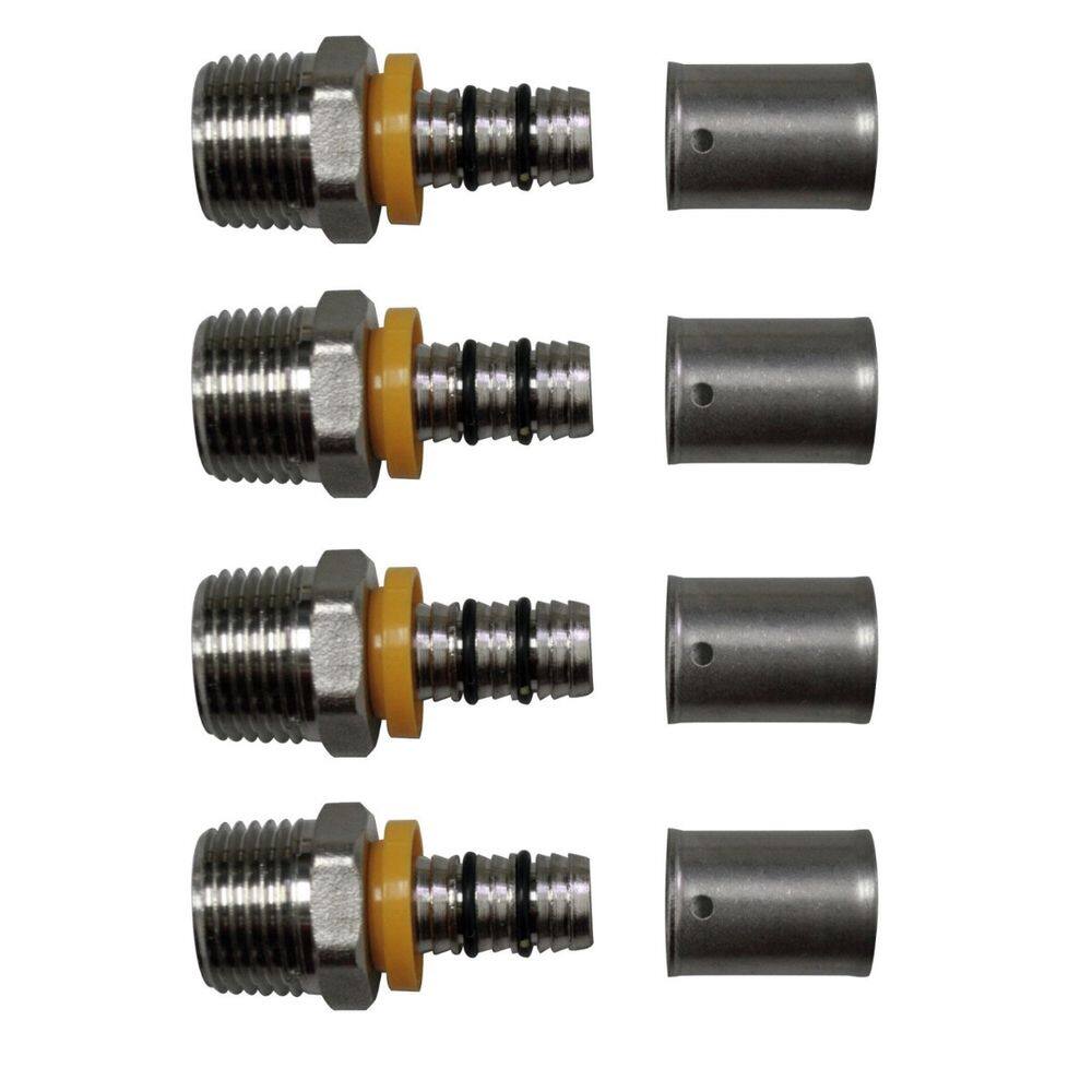 Kit 4 Adaptador RM 1/2`` Espigão 3/8`` Pex Gás Multicamadas