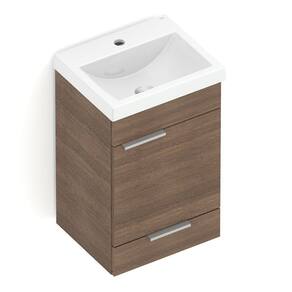Kit Gabinete Like 1 Porta e 1 Gaveta 41x34 com Espelho Wengue