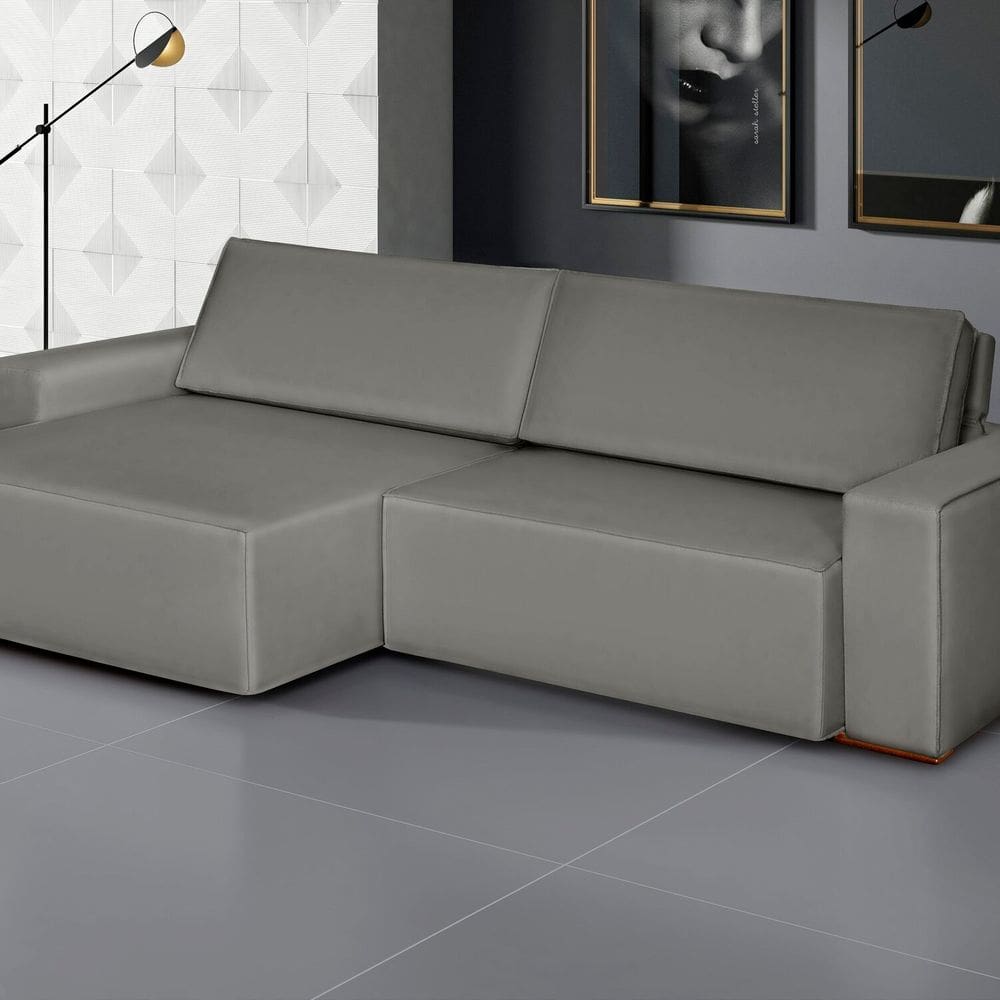 Sofá Siena - Retrátil / Reclinável 220 Cm- Veludo Cinza