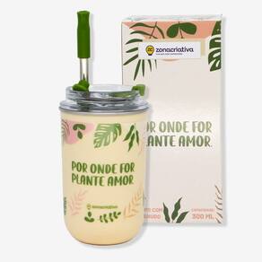 Copo Neo C/Canudo 300ml Jardinagem Zona Criativa
