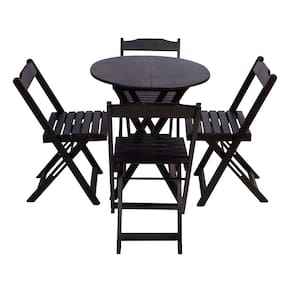 Conjunto de Mesa Dobravel com 4 Cadeiras Tampo Redondo 70x70 Tabaco