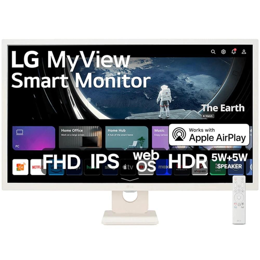 Monitor 32" LG 32SR50F-W Full HD IPS, Smart webOS 23, Screen Share, HDR10, ThinQ, Air Play 2, Bluetooth, USB, HDMI LG