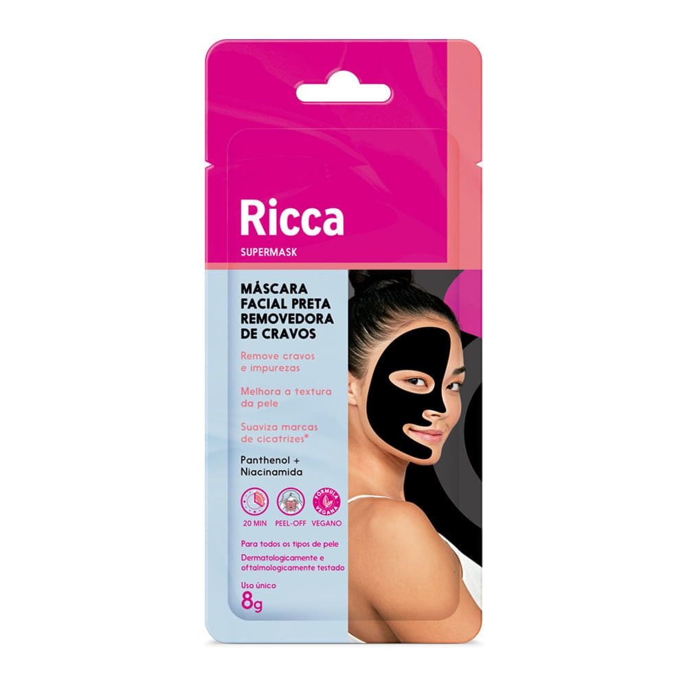 Máscara Facial Preta Removedora de Cravos Ricca