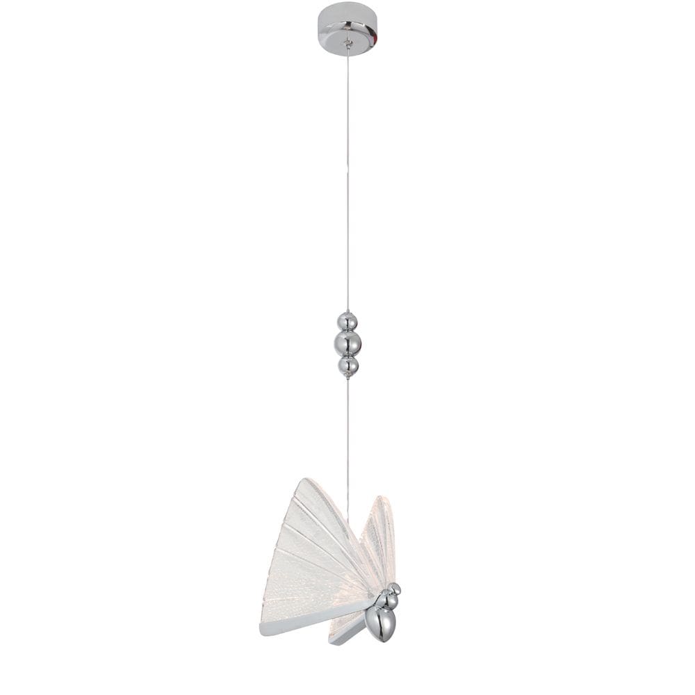 Pendente Borboleta Prata Metal 24cm 6W 3000K