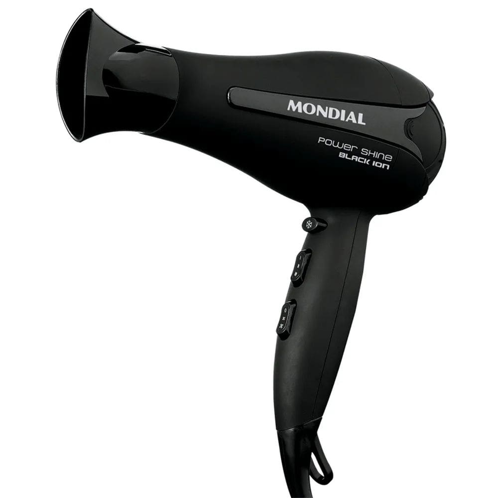 Secador Mondial Power Shine SC-13 2000W Preto Tourmaline Íon 3 Temperaturas Portátil Cerâmica